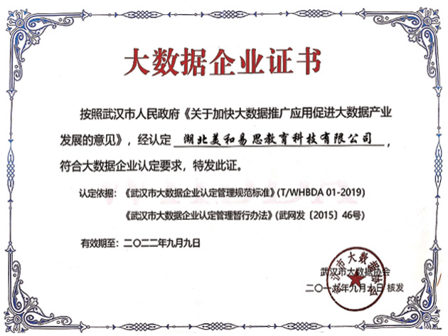大数据企业证书